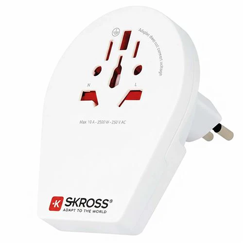 Adaptador de Viagem Skross Mundo para Suiça | Itália | Brasil - Branco