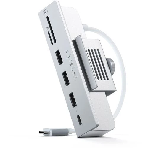 Adaptador HUB Satechi Satechi ST-UCICHS USB-C Clamp 6 em 1 para iMac 24" 2021 a 2024 - Prateado