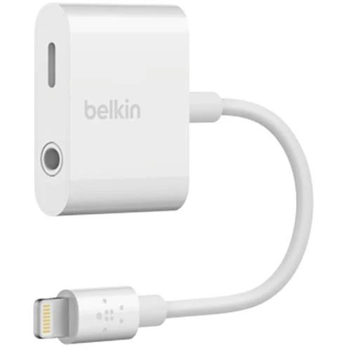 Adaptador Lightning Belkin RockStar Lightning para Jack 3.5 mm Audio + Carga - Branco