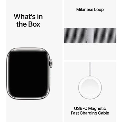 Apple Watch Series 9 GPS 45mm - Cellular - Aço Inoxidável Prateado | Bracelete Milanese Loop Prateado - Image 6