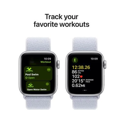 Apple Watch SE 2024 GPS 40mm - Alumínio Prateado | Bracelete Loop Nuvem azul - Image 6