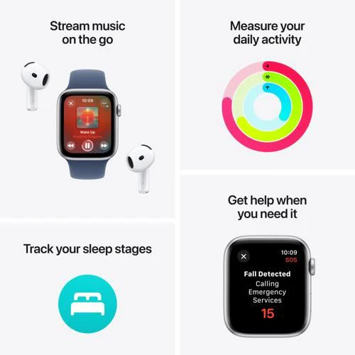 Apple Watch SE 2024 GPS 40mm - Cellular - Alumínio Prateado | Bracelete Loop Nuvem azul - Image 3