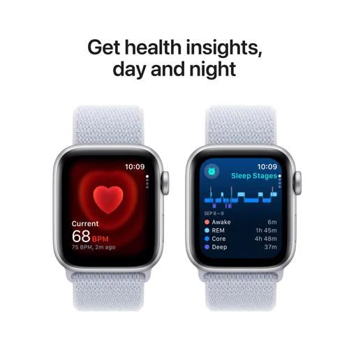 Apple Watch SE 2024 GPS 40mm - Cellular - Alumínio Prateado | Bracelete Loop Nuvem azul - Image 5
