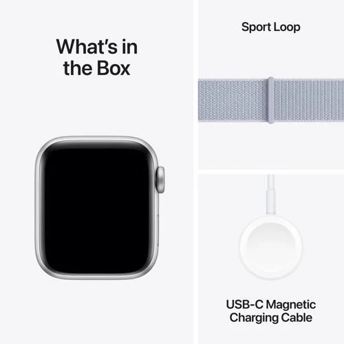 Apple Watch SE 2024 GPS 40mm - Cellular - Alumínio Prateado | Bracelete Loop Nuvem azul - Image 7