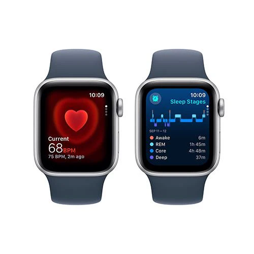 Apple Watch SE GPS 40mm - Cellular - Alumínio Prateado | Bracelete Desportiva Azul trovoada - S/M - Image 4