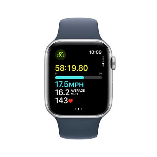 Apple Watch SE GPS 44mm - Alumínio Prateado | Bracelete Desportiva Azul trovoada - M/L - Image 5