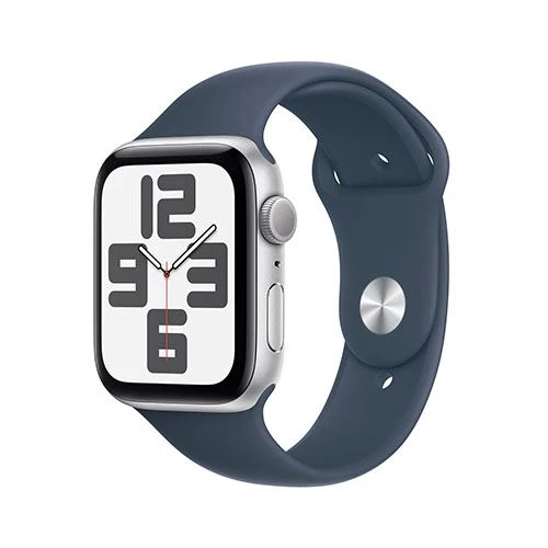 Apple Watch SE GPS 44mm - Alumínio Prateado | Bracelete Desportiva Azul trovoada - S/M - Image 6