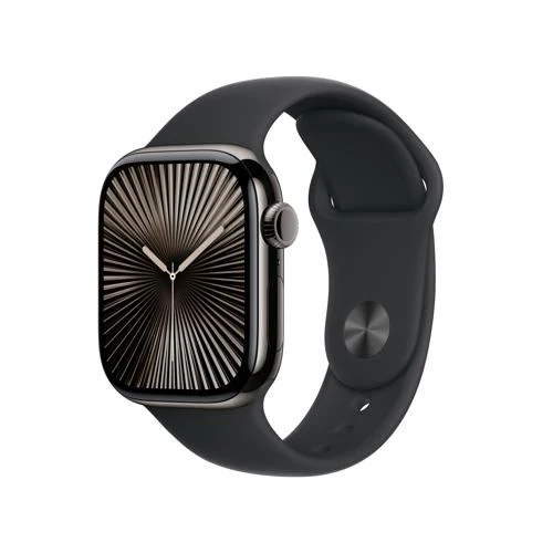 Apple Watch Series 10 GPS 42mm - Cellular - Titânio Ardósia | Bracelete Desportiva Preta - M/L