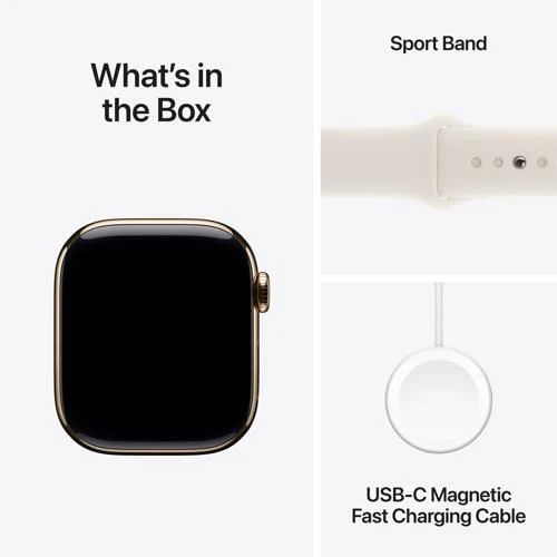 Apple Watch Series 10 GPS 42mm - Cellular - Titânio Dourado | Bracelete Desportiva Luz das Estrelas - S/M - Image 9