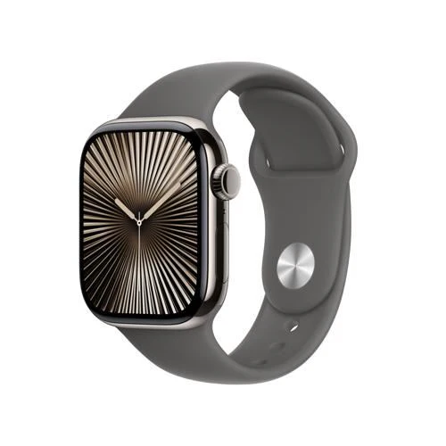 Apple Watch Series 10 GPS 42mm - Cellular - Titânio Natural | Bracelete Desportiva Cinzento Rocha - M/L