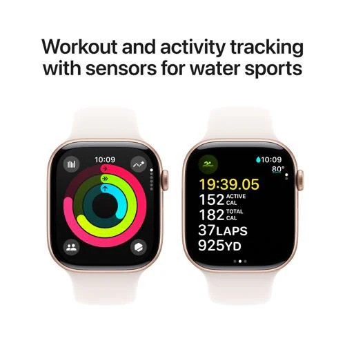 Apple Watch Series 10 GPS 46mm - Cellular - Alumínio Rosa Dourado | Bracelete Desportiva Rosa Leve - S/M - Image 4