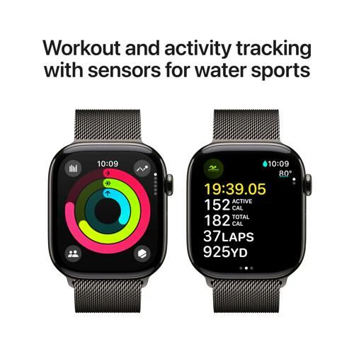 Apple Watch Series 10 GPS 46mm - Cellular - Titânio Ardósia | Bracelete Loop Milanesa Ardósia - M/L - Image 4