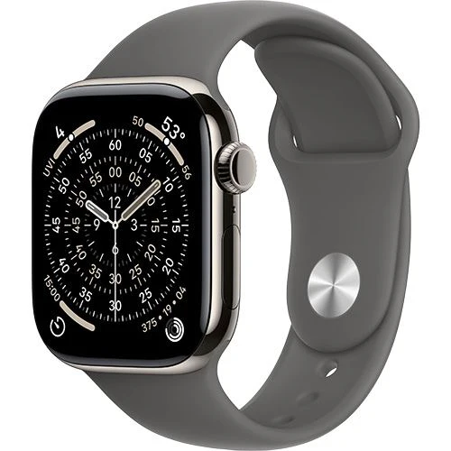 Apple Watch Series 11 Cellular - 42mm - Titânio natural | Sport Band - Cinzento rocha - M/L