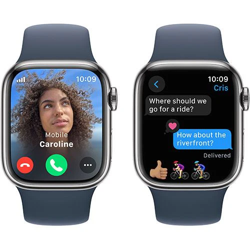 Apple Watch Series 9 GPS 41mm - Cellular - Aço Inoxidável Prateado | Bracelete Desportiva Azul trovoada - S/M - Image 3