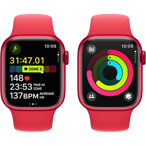 Apple Watch Series 9 GPS 41mm - Cellular - Alumínio (Product) Red | Bracelete Desportiva (Product) Red - S/M - Image 4