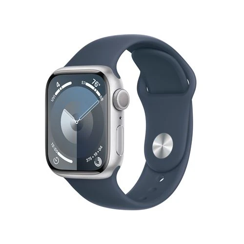 Apple Watch Series 9 GPS 41mm - Alumínio Prateado | Bracelete Desportiva Azul trovoada - M/L