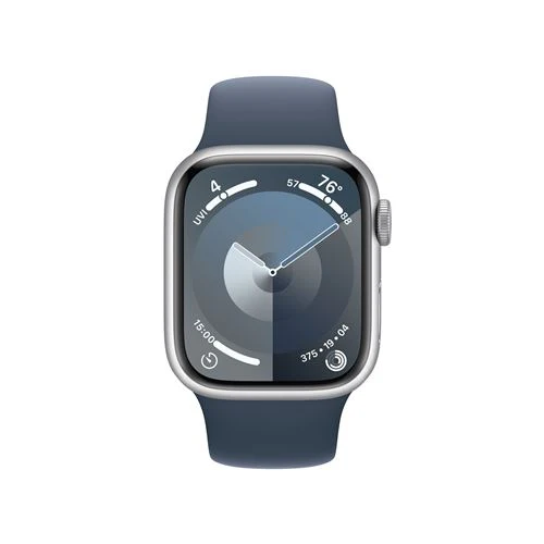 Apple Watch Series 9 GPS 41mm - Alumínio Prateado | Bracelete Desportiva Azul trovoada - M/L - Image 2