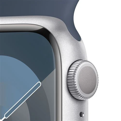 Apple Watch Series 9 GPS 41mm - Alumínio Prateado | Bracelete Desportiva Azul trovoada - S/M - Image 3