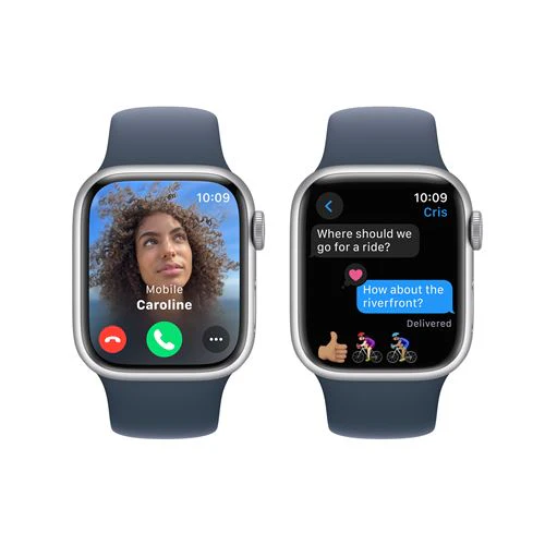 Apple Watch Series 9 GPS 41mm - Alumínio Prateado | Bracelete Desportiva Azul trovoada - S/M - Image 4