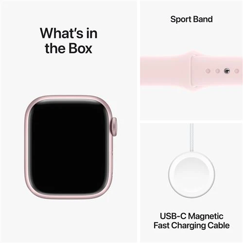 Apple Watch Series 9 GPS 41mm - Alumínio Rosa | Bracelete Desportiva Rosa Claro - M/L - Image 6