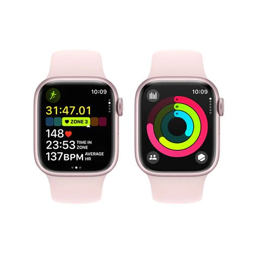 Apple Watch Series 9 GPS 41mm - Alumínio Rosa | Bracelete Desportiva Rosa Claro - S/M - Image 5