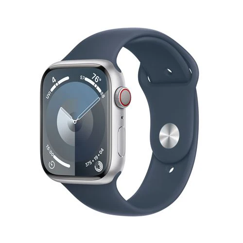Apple Watch Series 9 GPS 45mm - Cellular - Alumínio Prateado | Bracelete Desportiva Azul trovoada - M/L