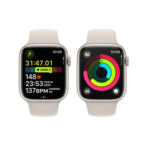 Apple Watch Series 9 GPS 45mm - Alumínio Luz das estrelas | Bracelete Desportiva Luz das estrelas - S/M - Image 5
