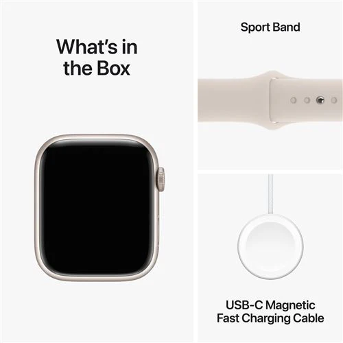 Apple Watch Series 9 GPS 45mm - Alumínio Luz das estrelas | Bracelete Desportiva Luz das estrelas - S/M - Image 6