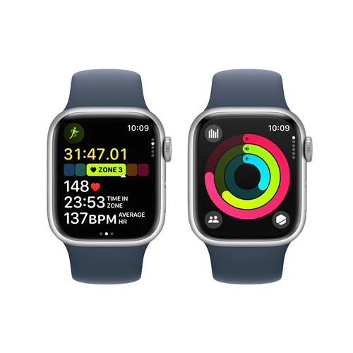 Apple Watch Series 9 GPS 41mm - Cellular - Alumínio Prateado | Bracelete Desportiva Azul trovoada - S/M - Image 5