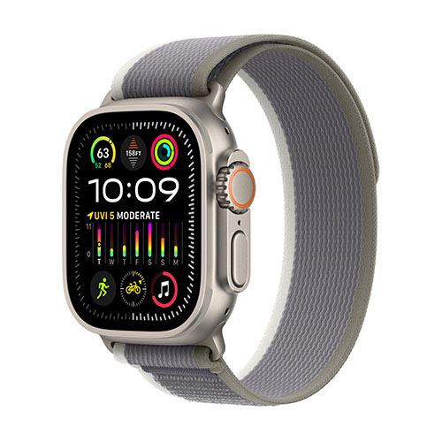 Apple Watch Ultra 2 GPS 49mm - Cellular - Titânio | Bracelete Loop Trail - Verde | Cinzento - S/M