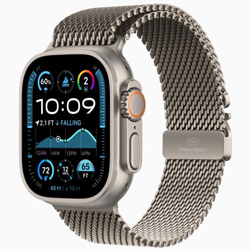 Apple Watch Ultra 2 GPS 49mm - Cellular - Titânio Natural | Bracelete Loop Milanesa Titânio Natural - L