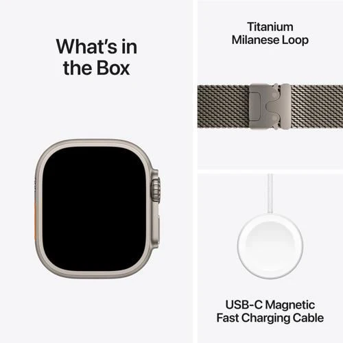 Apple Watch Ultra 2 GPS 49mm - Cellular - Titânio Natural | Bracelete Loop Milanesa Titânio Natural - S - Image 9
