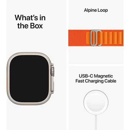 Apple Watch Ultra GPS 49mm - Cellular - Titânio Natural | Bracelete Orange Alpine Loop - Medium - Image 4