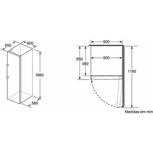 Arca Congeladora Vertical Siemens GS36NVIEP iQ300 | 186x60x65 cm | 242 L | E | Aço antidedadas - Outlet - Grade B - Image 4