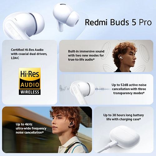 Auriculares True Wireless Bluetooth Xiaomi Redmi Buds 5 Pro - Moonlight White - Image 6