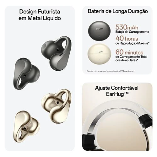 Auriculares True Wireless Bluetooth Oppo Enco Clip2 - Dourado - Image 5