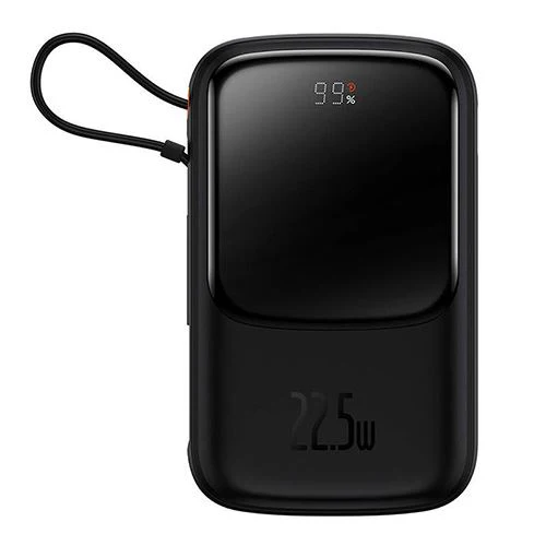 Powerbank Baseus QPOW Pro 10000 mAh USB-C/USB-A com Cabo Integrado - Preto