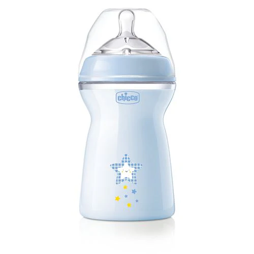 Biberão Natural Feeling 330ml +6 Meses - Azul - Chicco