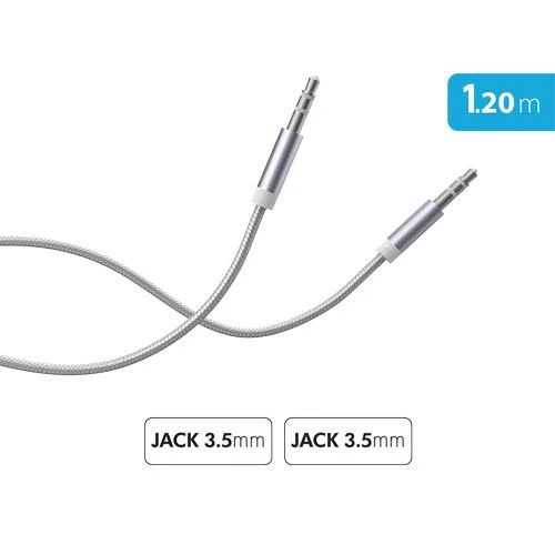 Cabo Áudio Jack 3.5mm Force Power Lite - 1.2m - Prateado