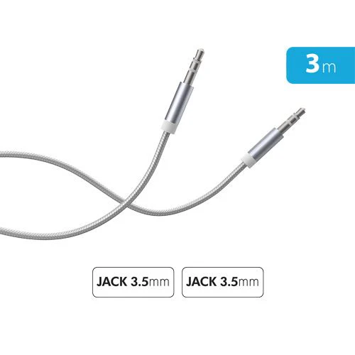Cabo Áudio Jack 3.5mm Force Power Lite - 3m – Prateado