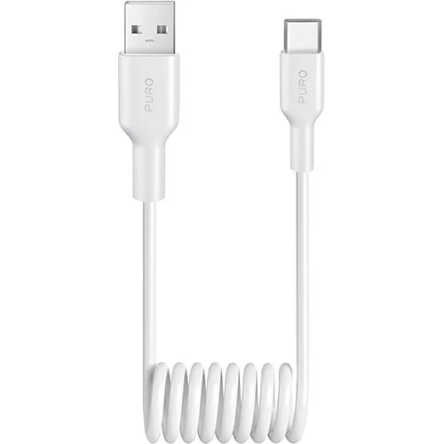 Cabo Espiral USB / USB-C Puro - 1m - Branco