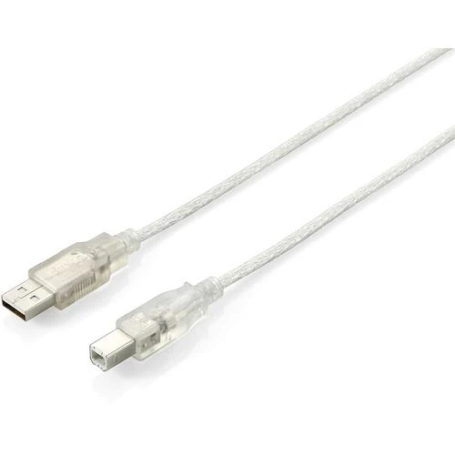 Cabo USB Equip 128653 USB-A para USB-B 2.0 1m - Prata Transparente