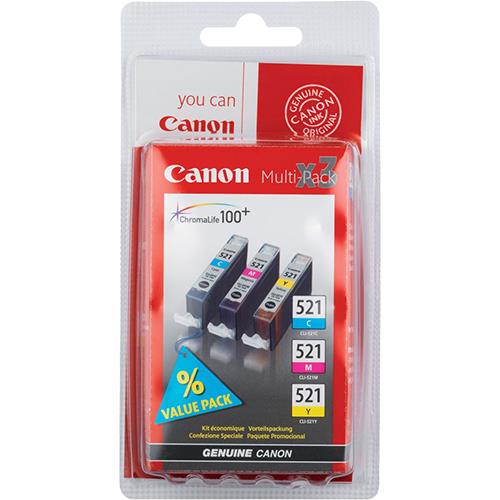 Canon Multi Pack Tinteiros CLI-521 Turquesa/Magenta/Amarelo