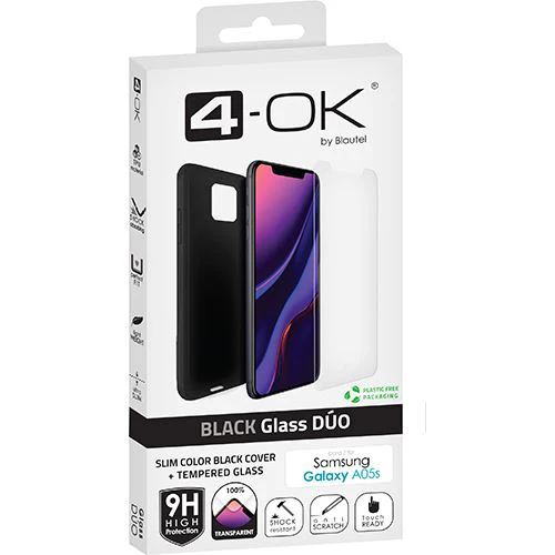 Capa 4-OK Ultra Slim + Película Protetora de Ecrã Vidro Temperado Glass Duo para Samsung Galaxy A05S - Preto - Image 2