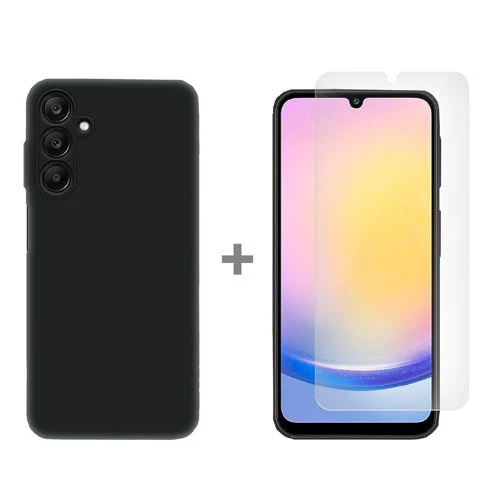 Capa 4-OK Ultra Slim + Película Protetora de Ecrã Vidro Temperado Glass Duo para Samsung Galaxy A25 - Preto