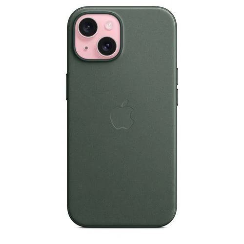 Capa Apple em tecido FineWoven com MagSafe para iPhone 15 - Verde Perene