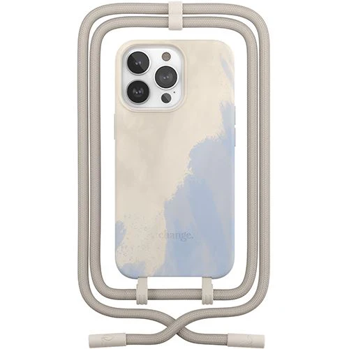 Capa Bio + Cordão Bege Woodcessories para Apple iPhone 14 Pro Max - Bege e Azul