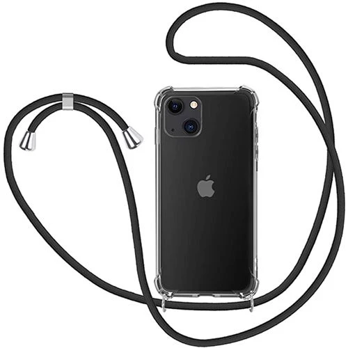Capa + Cordão Preto 4-OK para Apple iPhone 14 Plus - Transparente