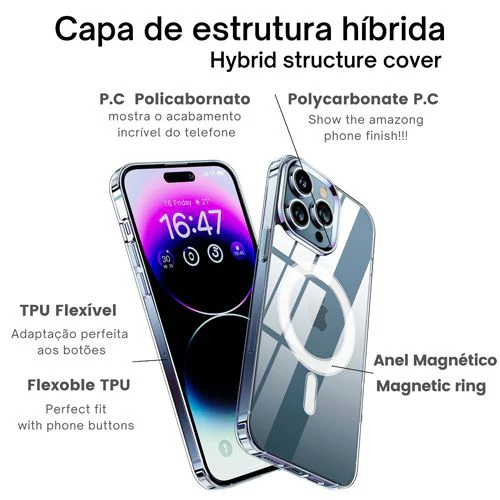 Capa Icoveri com MagSafe para Apple iPhone 15 - Transparente - Image 4