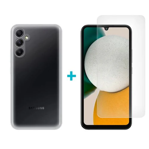 Capa Icoveri + Película Protetora de Ecrã Vidro Temperado para Samsung A34 - Transparente